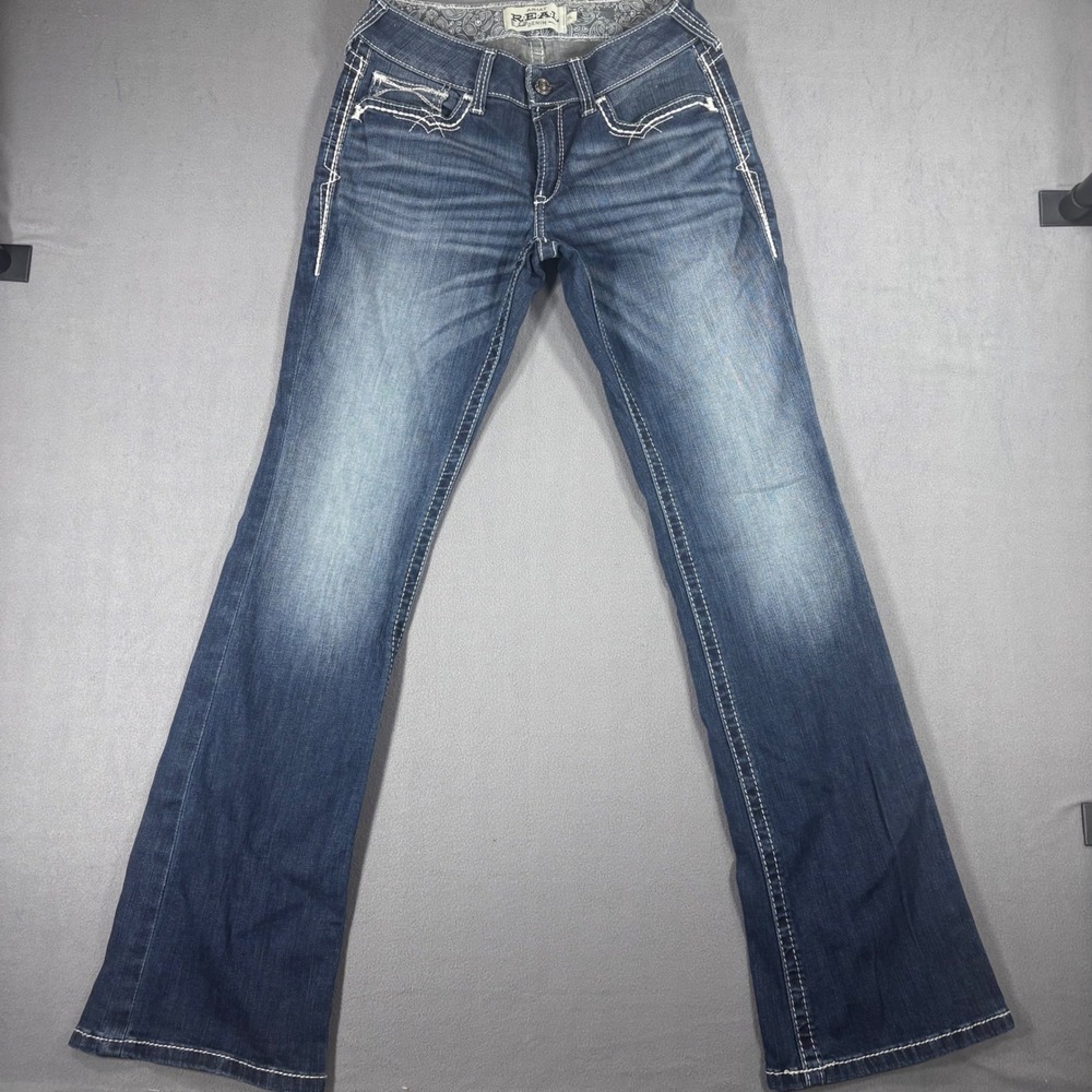 Ariat REAL Denim Jeans Women 29L Blue Excellent Mid Rise Bootcut Entwined